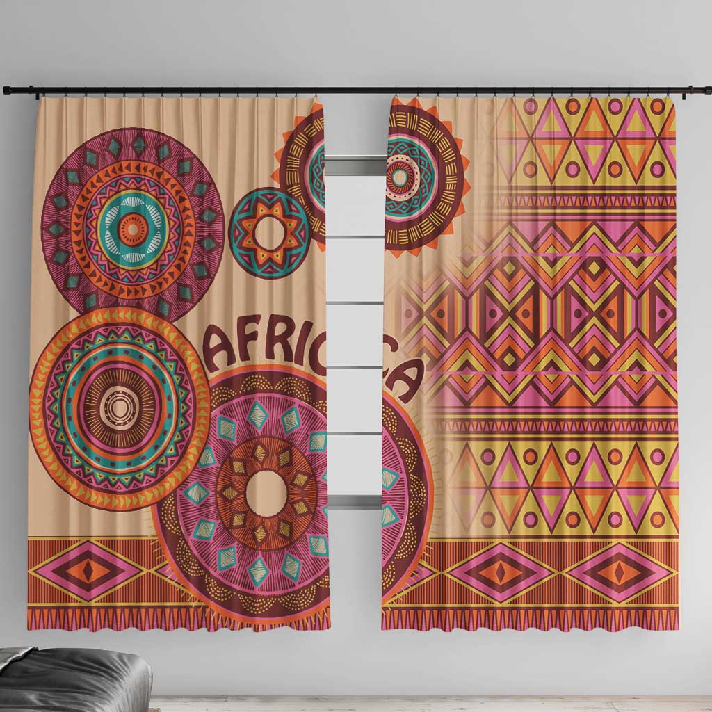 Africa Tribal Traditional Pattern Window Curtain Beige Motif - Wonder Print Shop