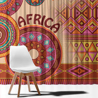 Beige tribal curtain close-up with large medallion circles and AFRICA lettering