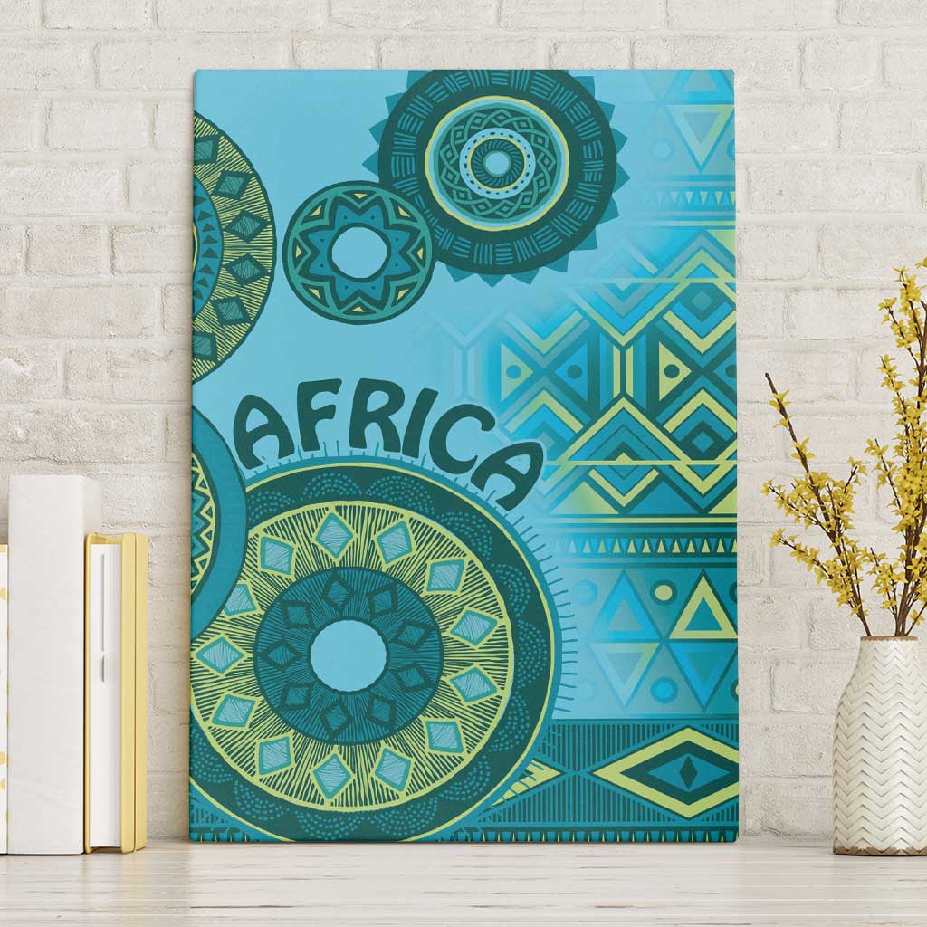 Africa Tribal Traditional Pattern Canvas Wall Art Blue Motif LT9 - Wonder Print Shop