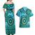 Africa Tribal Traditional Pattern Couples Matching Off Shoulder Maxi Dress and Hawaiian Shirt Blue Motif LT9 - Wonder Print Shop