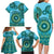 Africa Tribal Traditional Pattern Family Matching Long Sleeve Bodycon Dress and Hawaiian Shirt Blue Motif LT9 - Wonder Print Shop