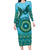 Africa Tribal Traditional Pattern Family Matching Long Sleeve Bodycon Dress and Hawaiian Shirt Blue Motif LT9 - Wonder Print Shop