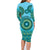 Africa Tribal Traditional Pattern Family Matching Long Sleeve Bodycon Dress and Hawaiian Shirt Blue Motif LT9 - Wonder Print Shop