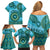 Africa Tribal Traditional Pattern Family Matching Off Shoulder Short Dress and Hawaiian Shirt Blue Motif LT9 - Wonder Print Shop