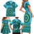 Africa Tribal Traditional Pattern Family Matching Short Sleeve Bodycon Dress and Hawaiian Shirt Blue Motif - Wonder Print Shop