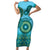 Africa Tribal Traditional Pattern Family Matching Short Sleeve Bodycon Dress and Hawaiian Shirt Blue Motif - Wonder Print Shop