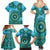 Africa Tribal Traditional Pattern Family Matching Summer Maxi Dress and Hawaiian Shirt Blue Motif - Wonder Print Shop