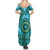 Africa Tribal Traditional Pattern Family Matching Summer Maxi Dress and Hawaiian Shirt Blue Motif - Wonder Print Shop