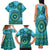 Africa Tribal Traditional Pattern Family Matching Tank Maxi Dress and Hawaiian Shirt Blue Motif - Wonder Print Shop