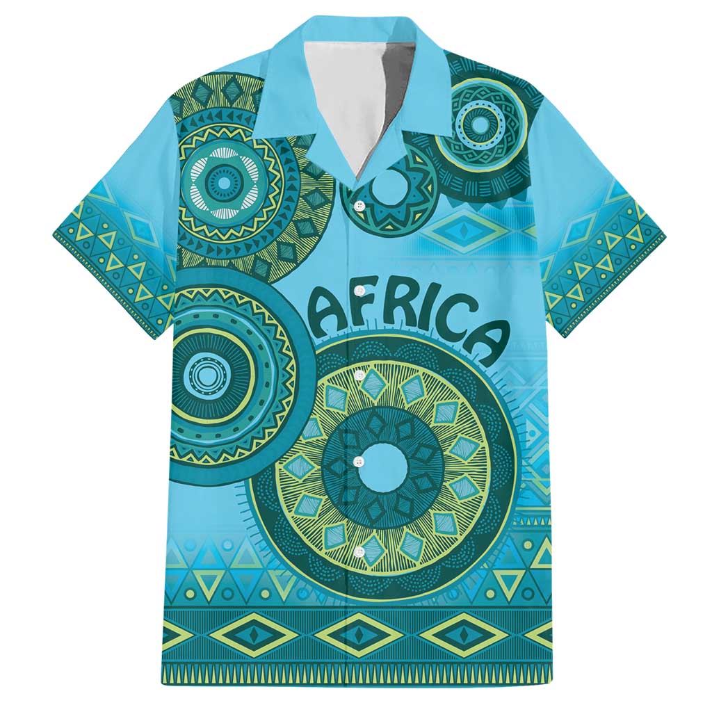 Africa Tribal Traditional Pattern Hawaiian Shirt Blue Motif - Wonder Print Shop