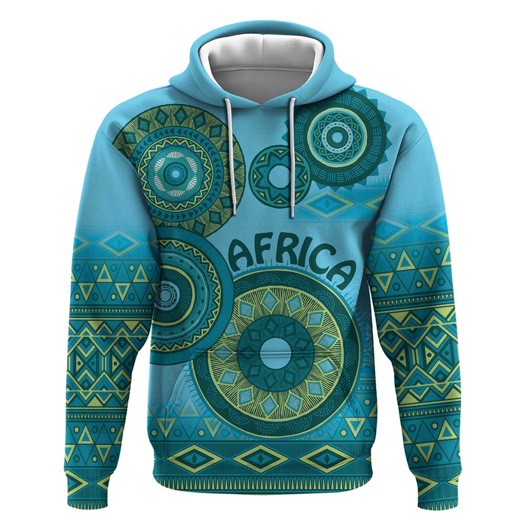 Africa Tribal Traditional Pattern Hoodie Blue Motif - Wonder Print Shop