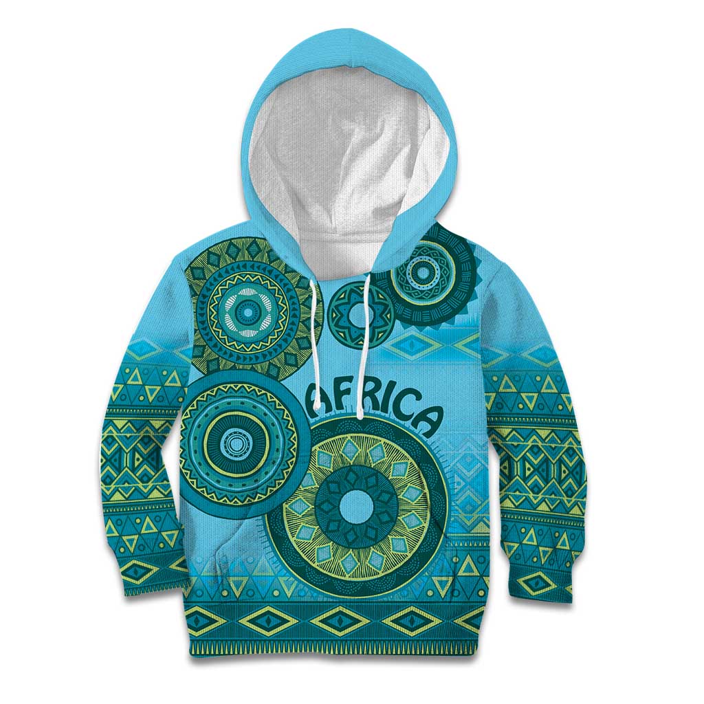 Africa Tribal Traditional Pattern Kid Hoodie Blue Motif - Wonder Print Shop