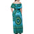 Africa Tribal Traditional Pattern Off Shoulder Maxi Dress Blue Motif - Wonder Print Shop