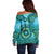 Africa Tribal Traditional Pattern Off Shoulder Sweater Blue Motif - Wonder Print Shop