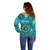 Africa Tribal Traditional Pattern Off Shoulder Sweater Blue Motif - Wonder Print Shop