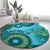 Africa Tribal Traditional Pattern Round Carpet Blue Motif