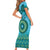 Africa Tribal Traditional Pattern Short Sleeve Bodycon Dress Blue Motif - Wonder Print Shop