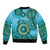 Africa Tribal Traditional Pattern Sleeve Zip Bomber Jacket Blue Motif - Wonder Print Shop