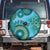 Africa Tribal Traditional Pattern Spare Tire Cover Blue Motif - Wonder Print Shop