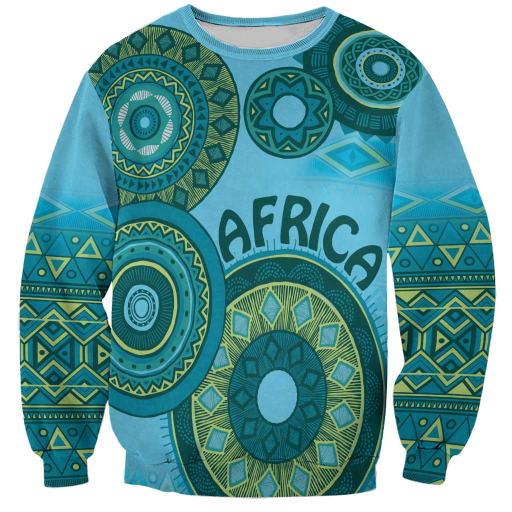 Africa Tribal Traditional Pattern Sweatshirt Blue Motif - Wonder Print Shop