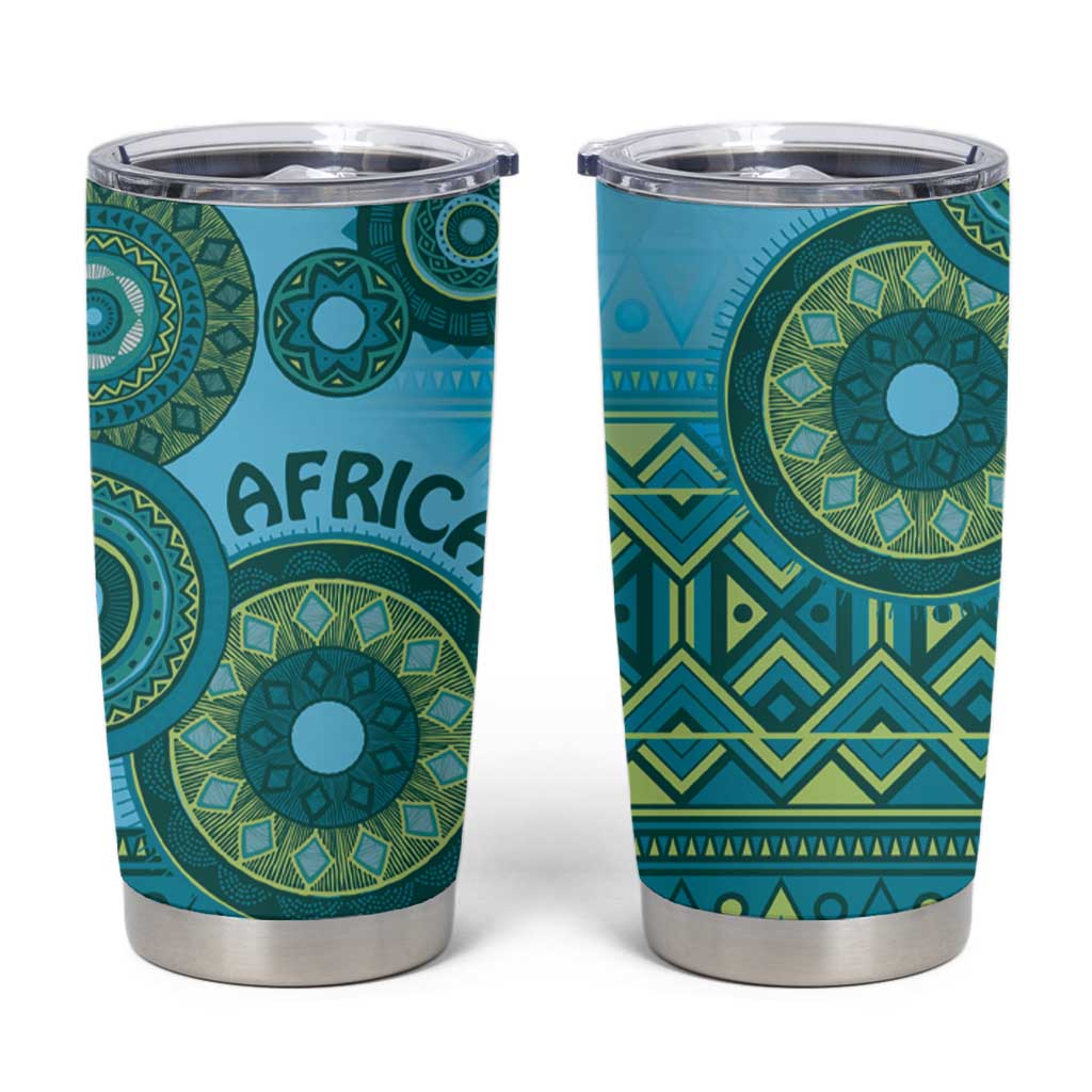 Africa Tribal Traditional Pattern Tumbler Cup Blue Motif