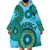 Africa Tribal Traditional Pattern Wearable Blanket Hoodie Blue Motif - Wonder Print Shop