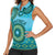 Africa Tribal Traditional Pattern Women Sleeveless Polo Shirt Blue Motif - Wonder Print Shop