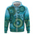 Africa Tribal Traditional Pattern Zip Hoodie Blue Motif - Wonder Print Shop