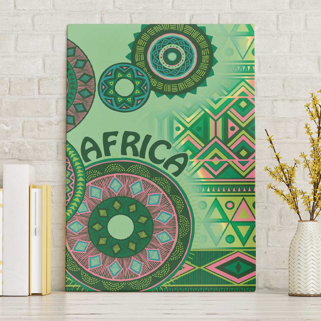 Africa Tribal Traditional Pattern Canvas Wall Art Green Motif LT9 - Wonder Print Shop