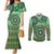 Africa Tribal Traditional Pattern Couples Matching Mermaid Dress and Long Sleeve Button Shirt Green Motif