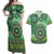 Africa Tribal Traditional Pattern Couples Matching Off Shoulder Maxi Dress and Hawaiian Shirt Green Motif LT9 - Wonder Print Shop