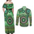 Africa Tribal Traditional Pattern Couples Matching Off Shoulder Maxi Dress and Long Sleeve Button Shirt Green Motif LT9 - Wonder Print Shop