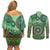 Africa Tribal Traditional Pattern Couples Matching Off Shoulder Short Dress and Long Sleeve Button Shirt Green Motif LT9 - Wonder Print Shop