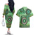 Africa Tribal Traditional Pattern Couples Matching Off The Shoulder Long Sleeve Dress and Hawaiian Shirt Green Motif LT9 - Wonder Print Shop