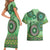 Africa Tribal Traditional Pattern Couples Matching Short Sleeve Bodycon Dress and Hawaiian Shirt Green Motif LT9 - Wonder Print Shop