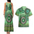 Africa Tribal Traditional Pattern Couples Matching Tank Maxi Dress and Hawaiian Shirt Green Motif LT9 - Wonder Print Shop