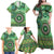 Africa Tribal Traditional Pattern Family Matching Off Shoulder Maxi Dress and Hawaiian Shirt Green Motif LT9 - Wonder Print Shop