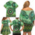 Africa Tribal Traditional Pattern Family Matching Off Shoulder Short Dress and Hawaiian Shirt Green Motif LT9 - Wonder Print Shop