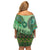 Africa Tribal Traditional Pattern Family Matching Off Shoulder Short Dress and Hawaiian Shirt Green Motif LT9 - Wonder Print Shop