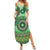 Africa Tribal Traditional Pattern Family Matching Summer Maxi Dress and Hawaiian Shirt Green Motif - Wonder Print Shop