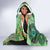 Africa Tribal Traditional Pattern Hooded Blanket Green Motif