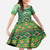 Africa Tribal Traditional Pattern Kid Short Sleeve Dress Green Motif - Wonder Print Shop