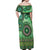 Africa Tribal Traditional Pattern Off Shoulder Maxi Dress Green Motif - Wonder Print Shop