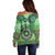 Africa Tribal Traditional Pattern Off Shoulder Sweater Green Motif - Wonder Print Shop