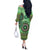 Africa Tribal Traditional Pattern Off The Shoulder Long Sleeve Dress Green Motif - Wonder Print Shop