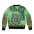 Africa Tribal Traditional Pattern Sleeve Zip Bomber Jacket Green Motif - Wonder Print Shop