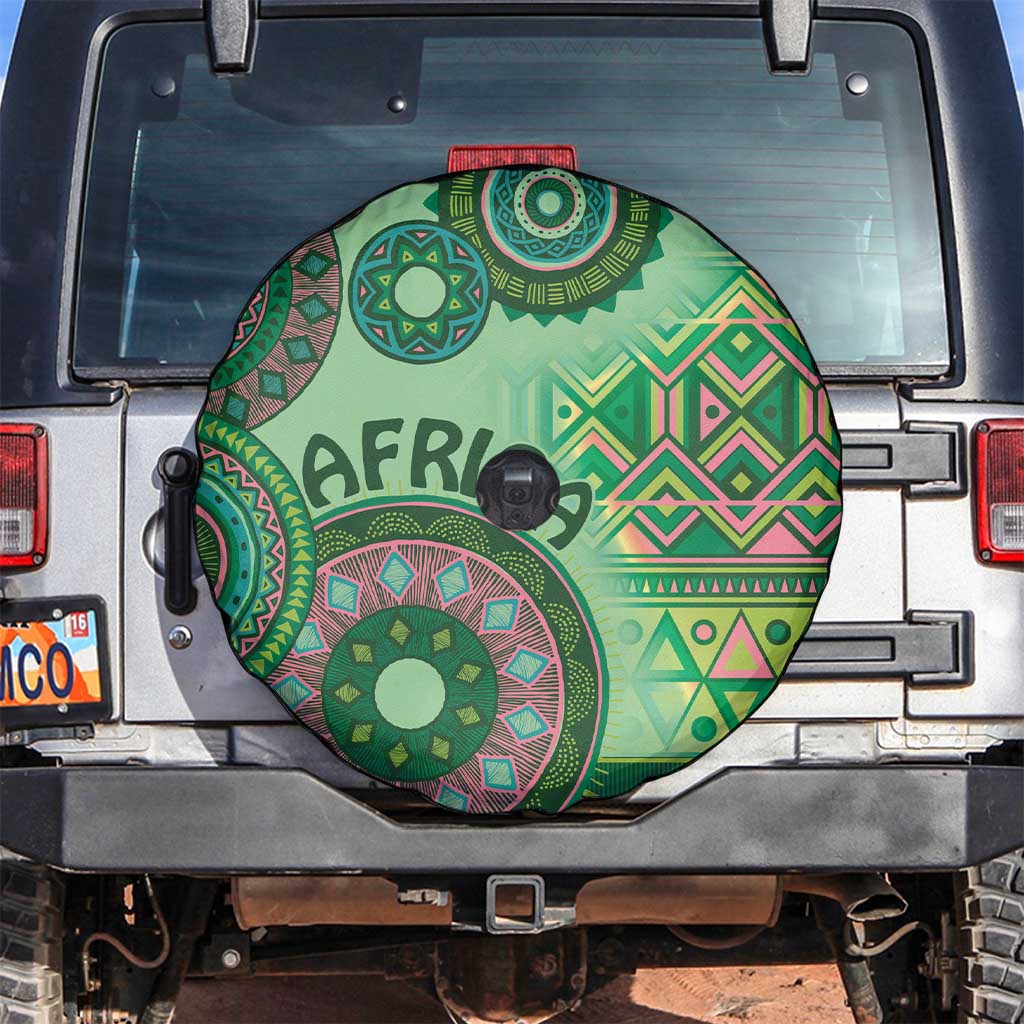 Africa Tribal Traditional Pattern Spare Tire Cover Green Motif - Wonder Print Shop