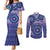 Africa Tribal Traditional Pattern Couples Matching Mermaid Dress and Long Sleeve Button Shirt Purple Motif