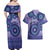 Africa Tribal Traditional Pattern Couples Matching Off Shoulder Maxi Dress and Hawaiian Shirt Purple Motif LT9 - Wonder Print Shop