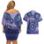 Africa Tribal Traditional Pattern Couples Matching Off Shoulder Short Dress and Hawaiian Shirt Purple Motif LT9 - Wonder Print Shop